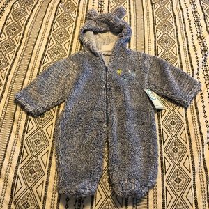 Soft Blue Baby Outfit with Zipper 6/9M